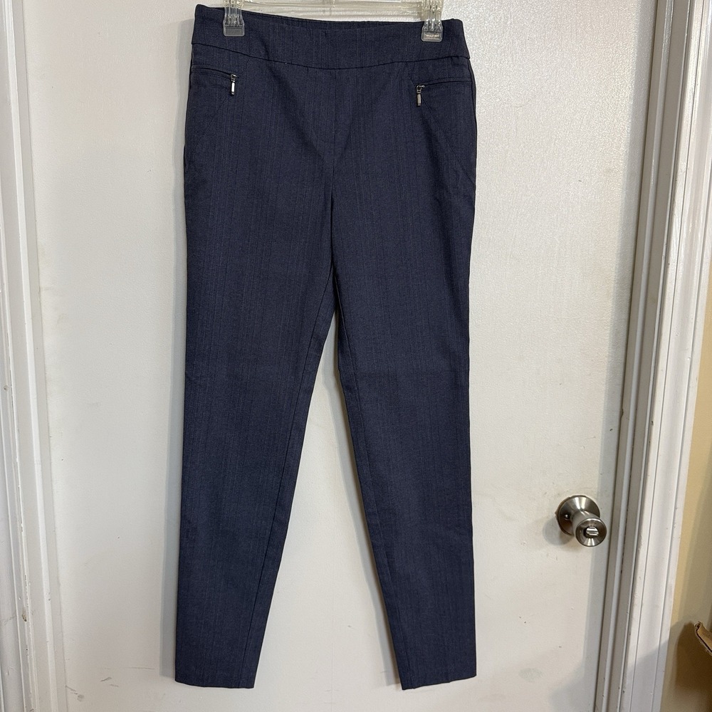 Soho Apparel Pull On Pants Gold Pocket Accents Stretchy‎ Women's Medium Navy